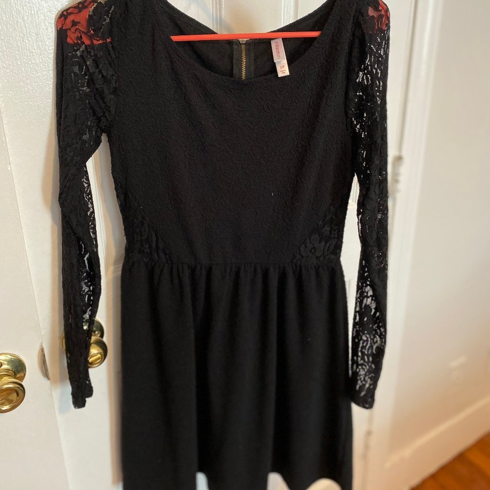 Black Dress with Lace Sleeves